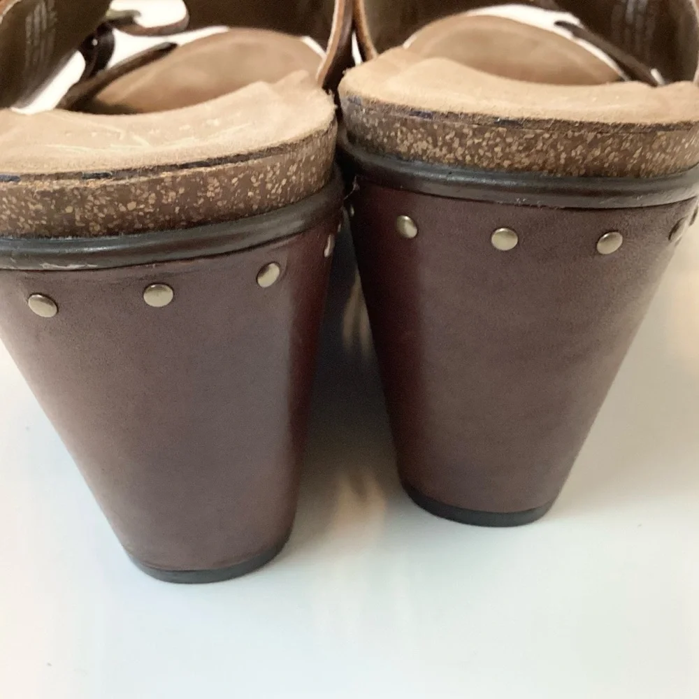 Dansko Leather Fern Wedge Comfort Sandals - Brown - 41 (10.5 - 11)